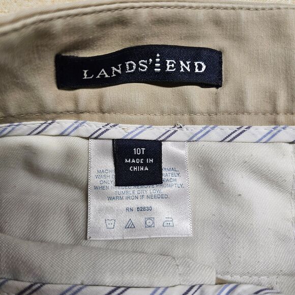 Lands' End Khaki Chino Pants Sz 10T Tan Midrise Straight Leg Minimalist Neutral - Picture 3 of 8